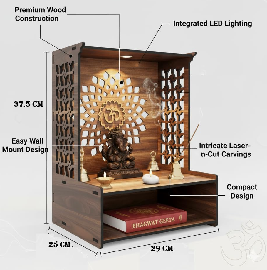 ISHLIV Sanidhya - Wooden Pooja Mandir