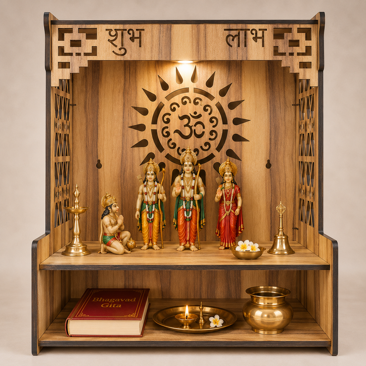ISHLIV Aashray - Wooden Pooja Mandir