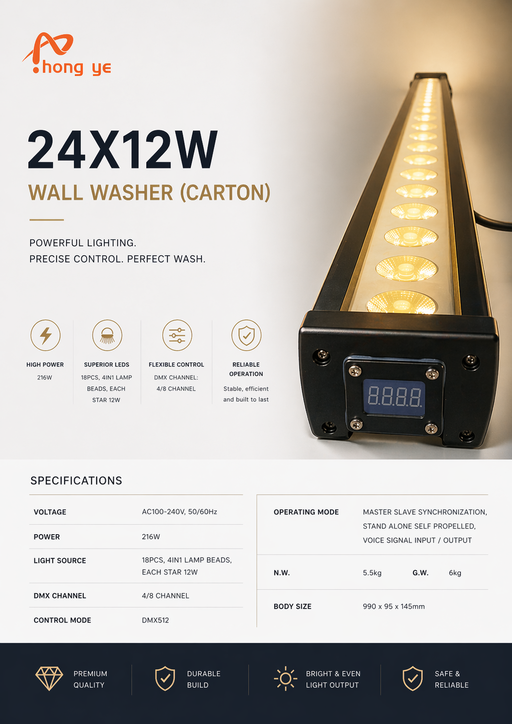 24x12W Wall Washer Light