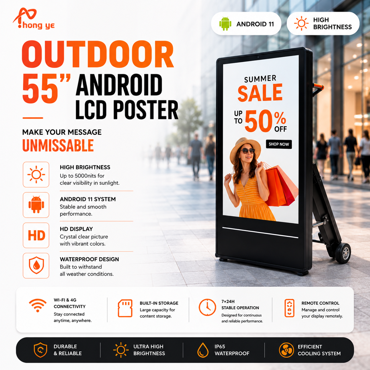 Outdoor 55” Android LCD Poster