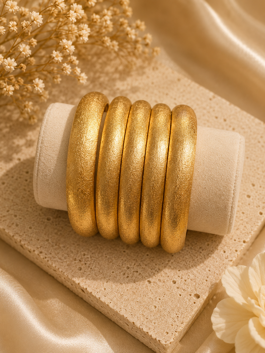 Textured Gold Bangle Set
