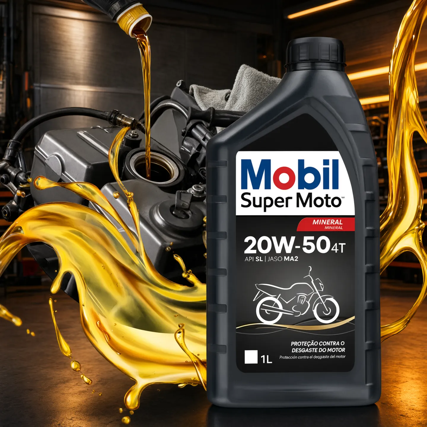Óleo para Moto Mobil Super Moto 20W-50 1L