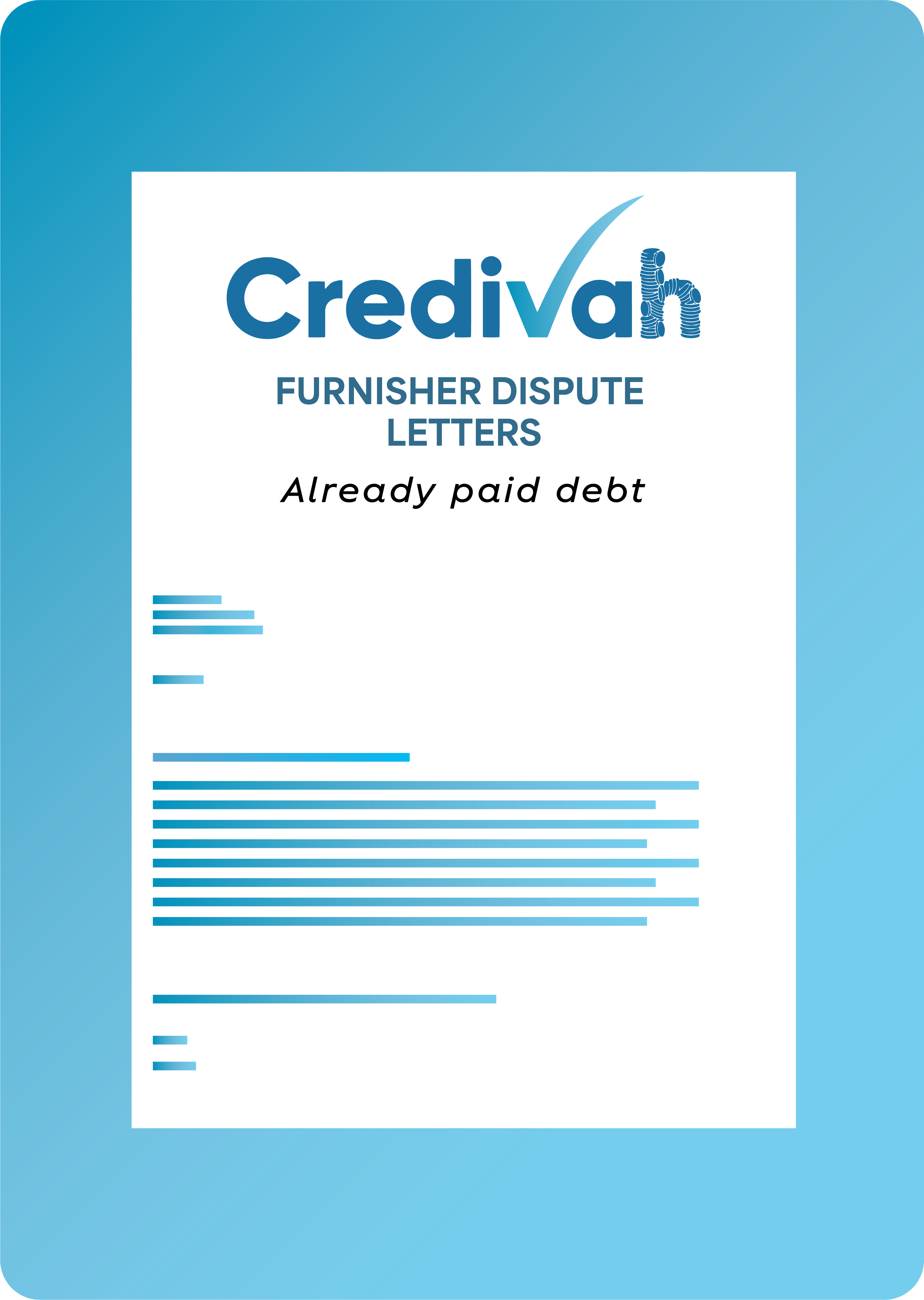 Credivah Furnisher Dispute Letters – Already Paid Debt