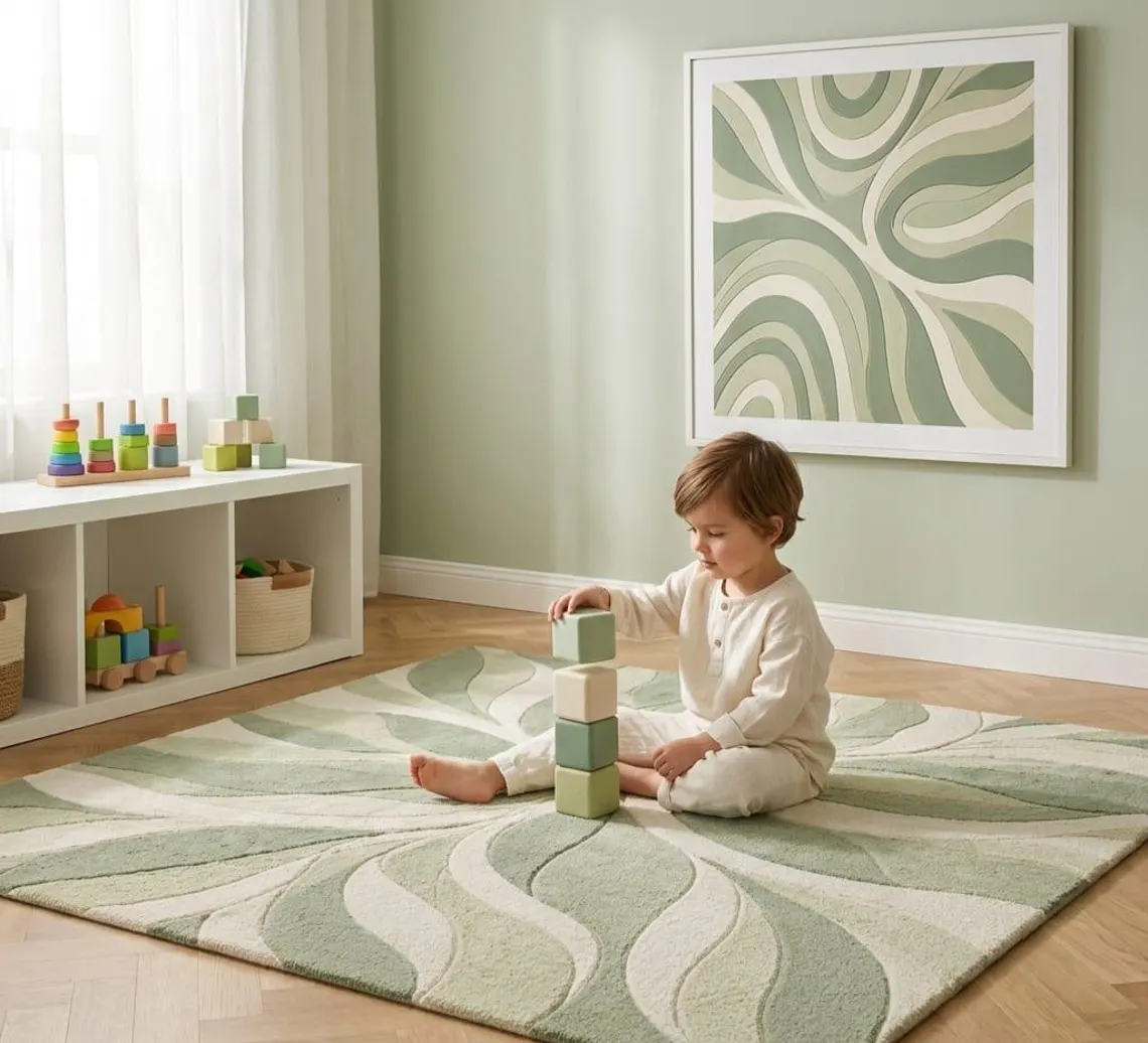 Leaf Pattern Plush Area Rug