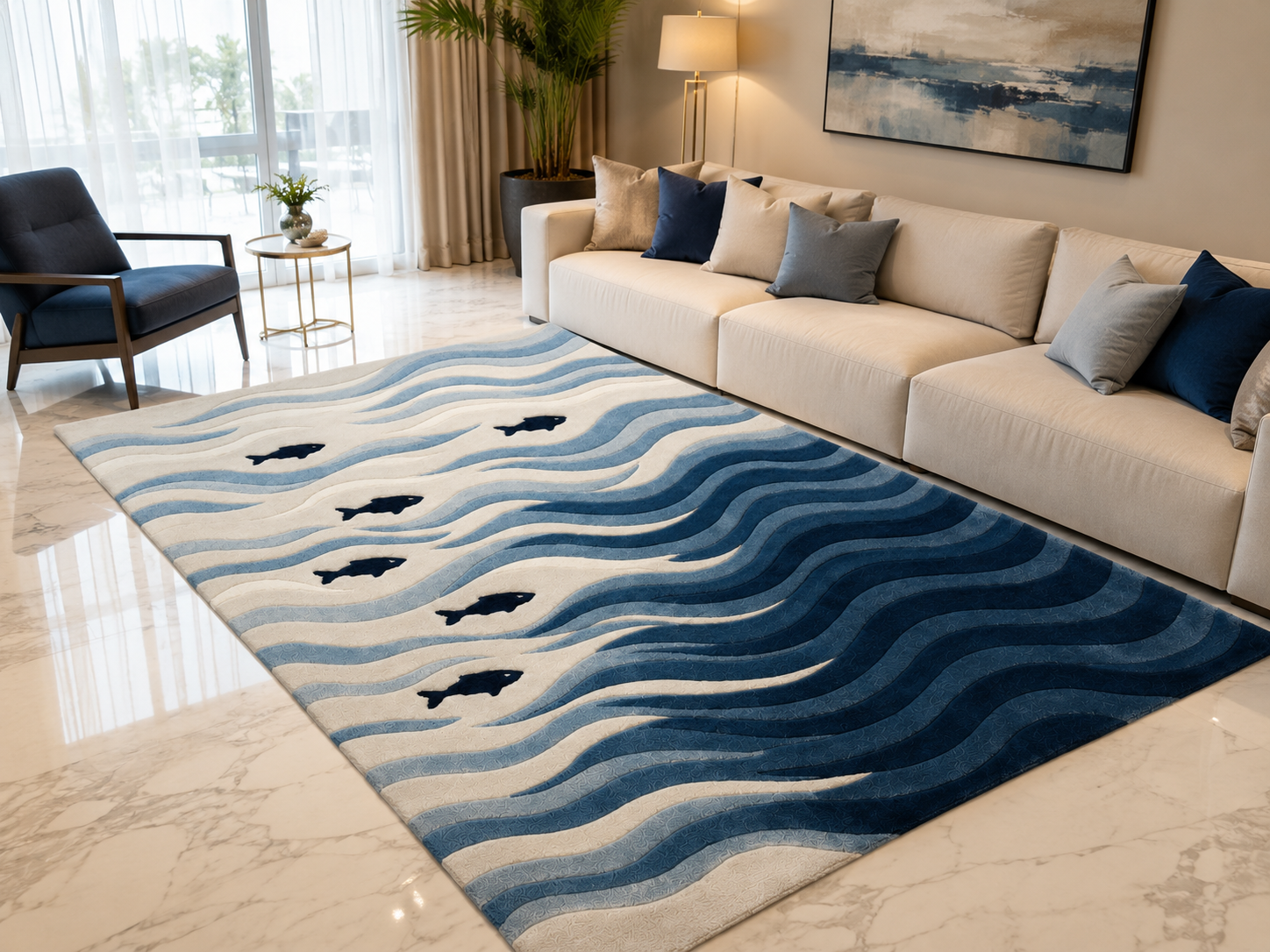 Ocean Waves Area Rug