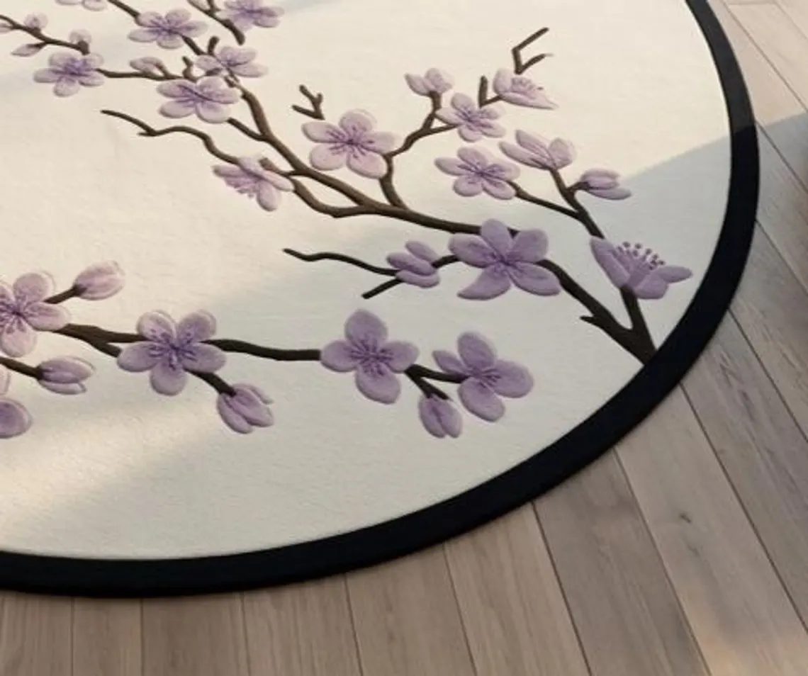 Round Cherry Blossom Rug