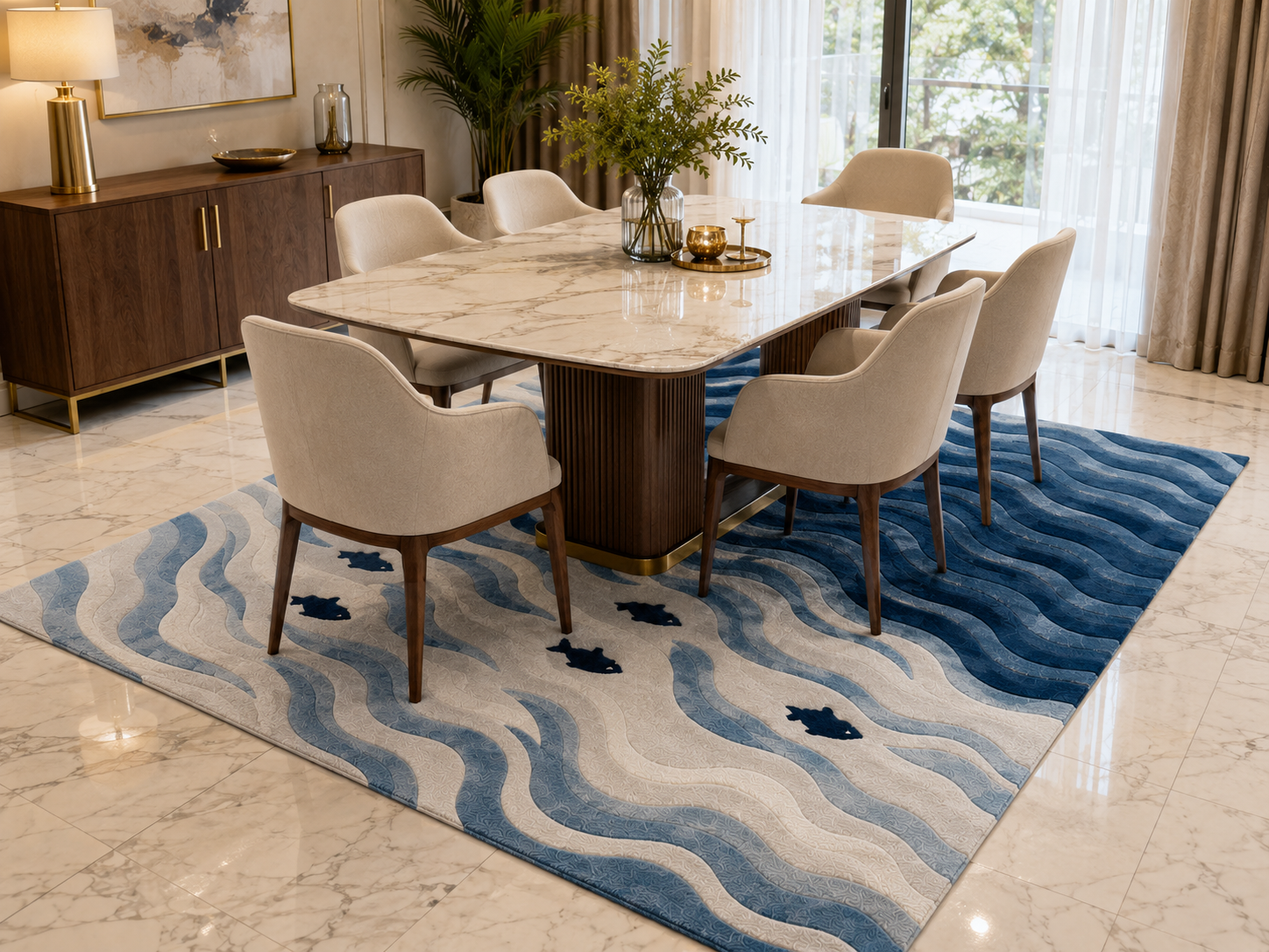 Ocean Waves Area Rug