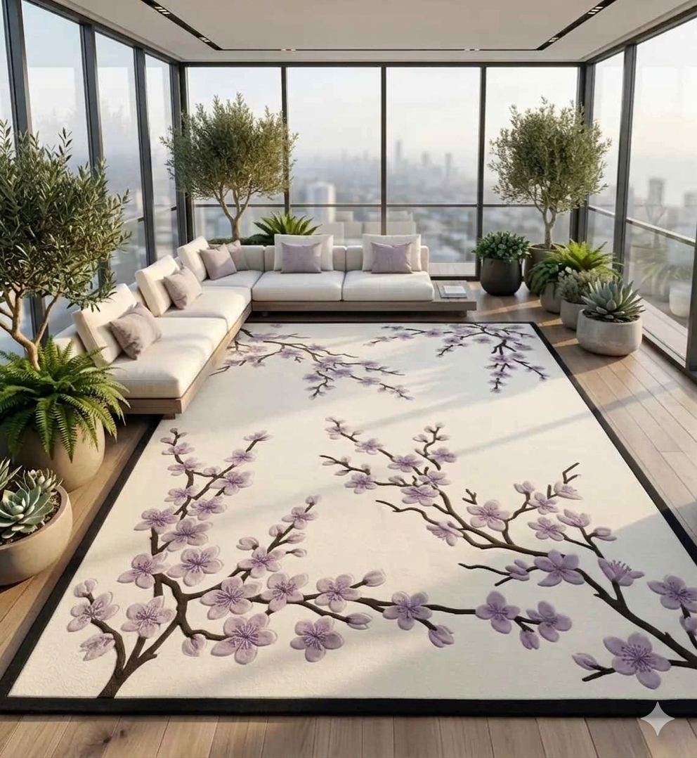Round Cherry Blossom Rug