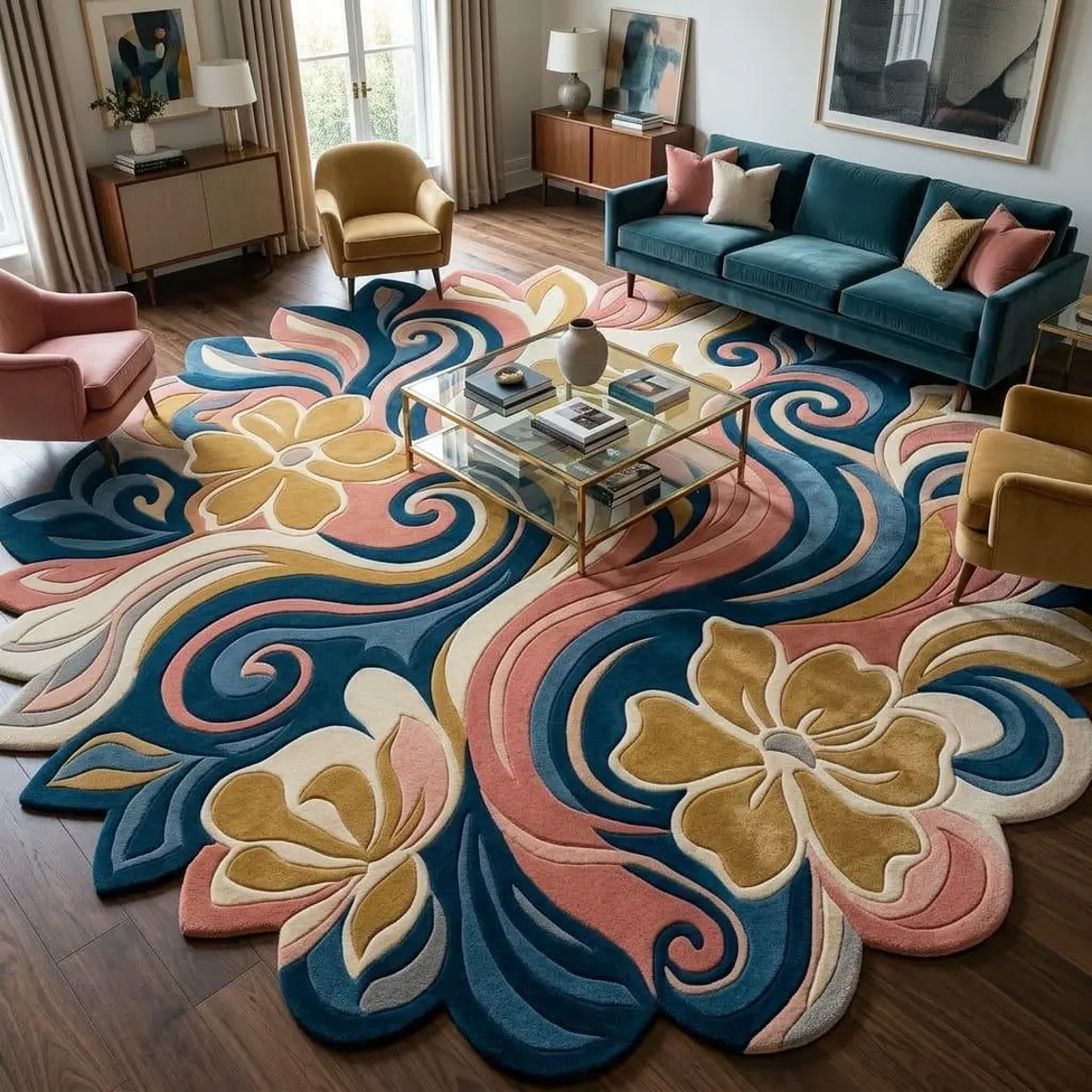 Floral Swirl Designer Rug