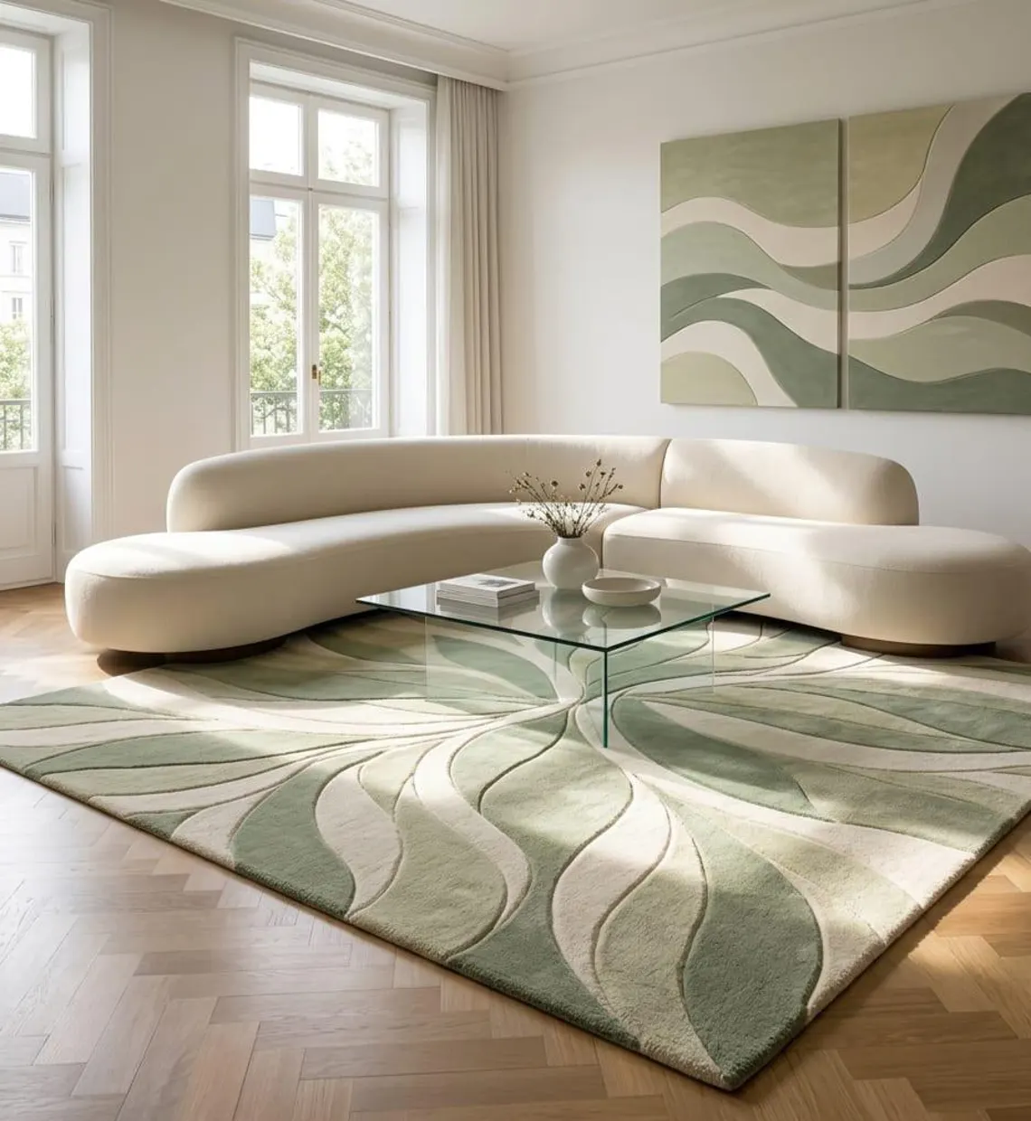 Leaf Pattern Plush Area Rug