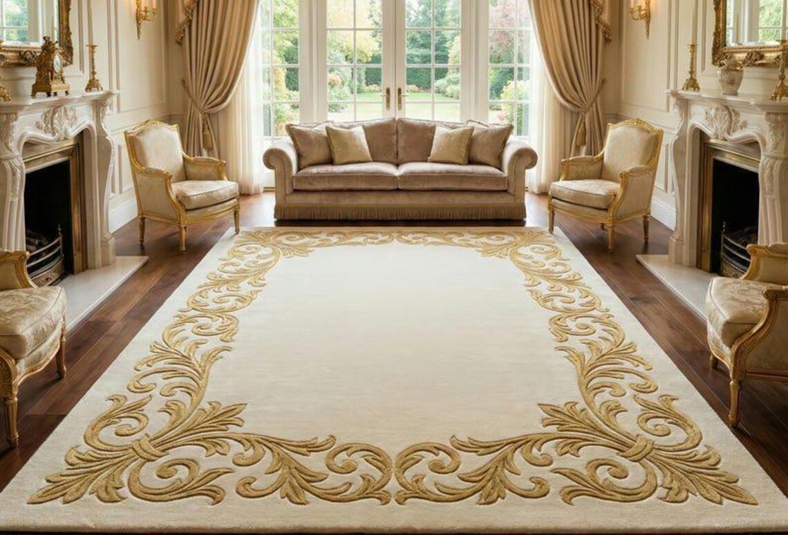 Elegant Beige Embossed Carpet