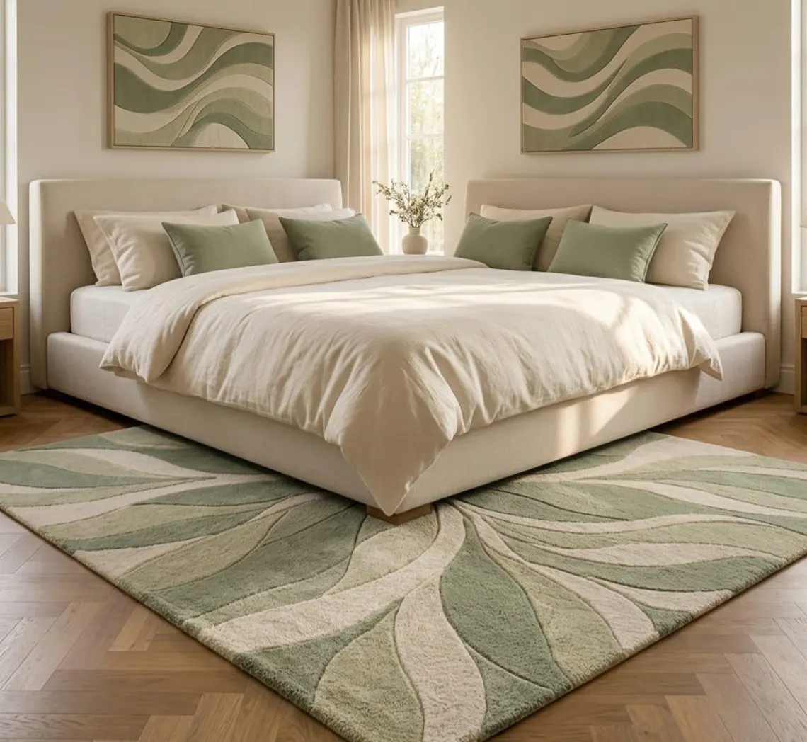 Leaf Pattern Plush Area Rug