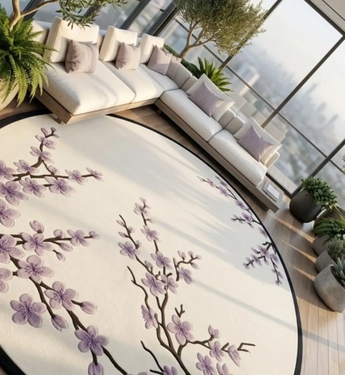 Round Cherry Blossom Rug
