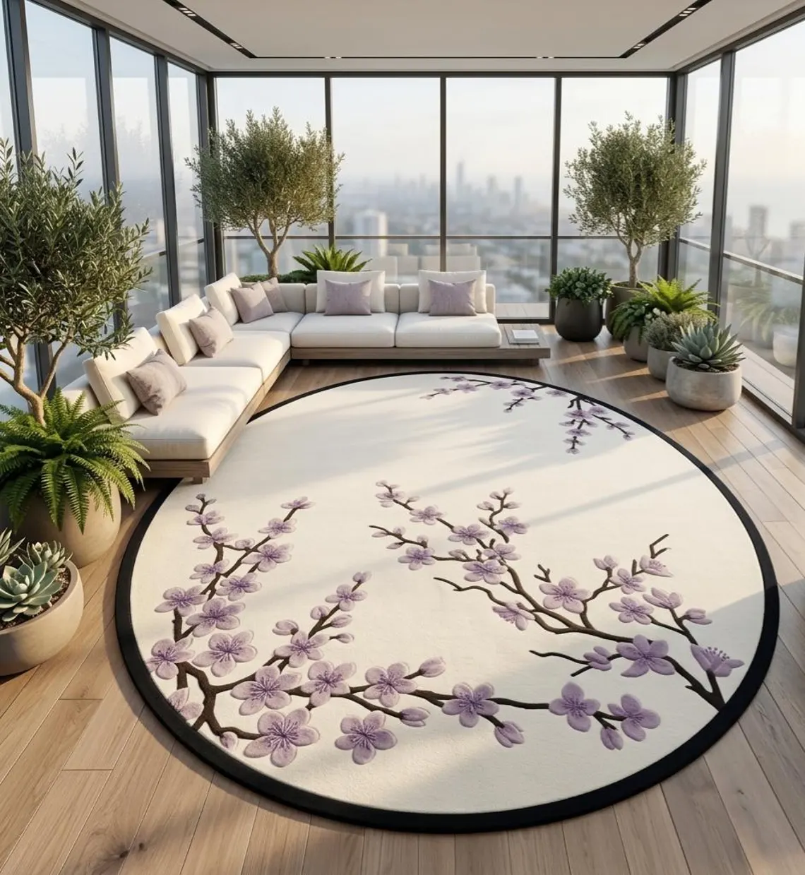 Round Cherry Blossom Rug