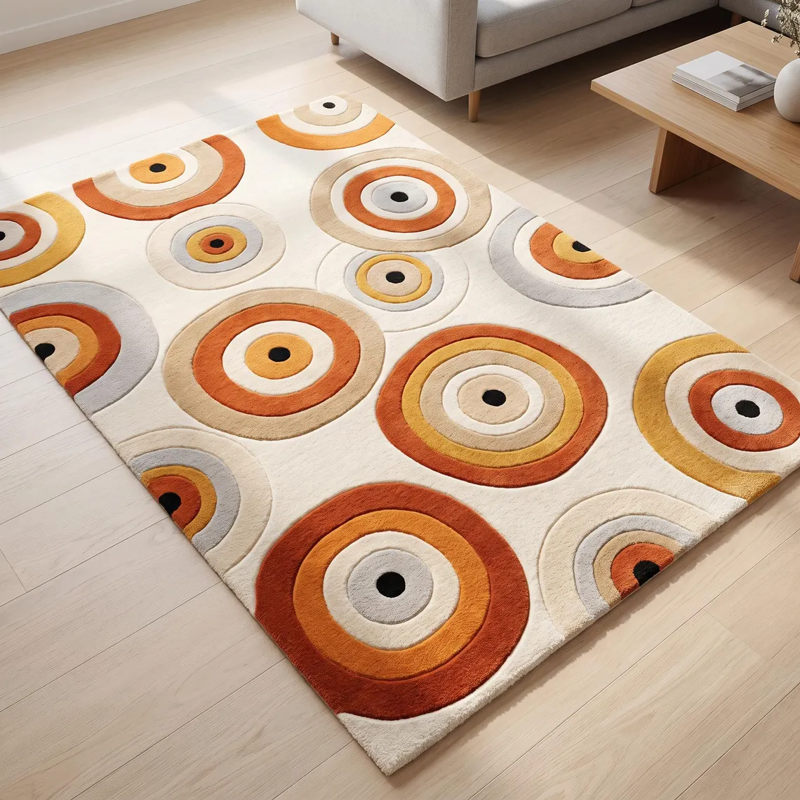 Retro Circle Pattern Area Rug