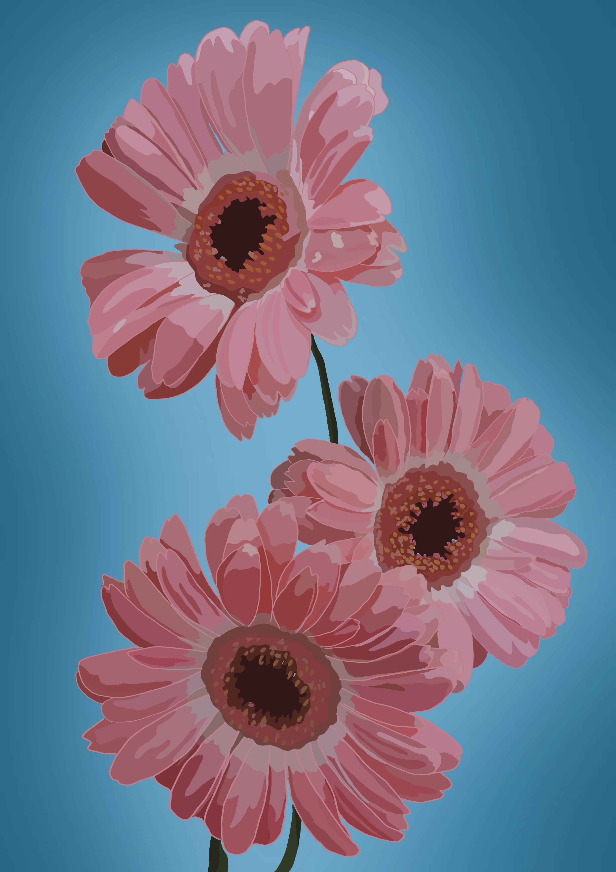 Pink Gerbera Daisy Print A4