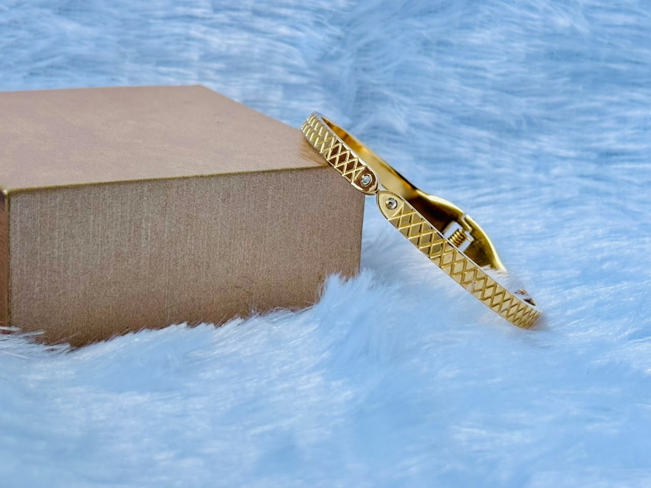 Gold-Tone Diamond Cut Bracelet