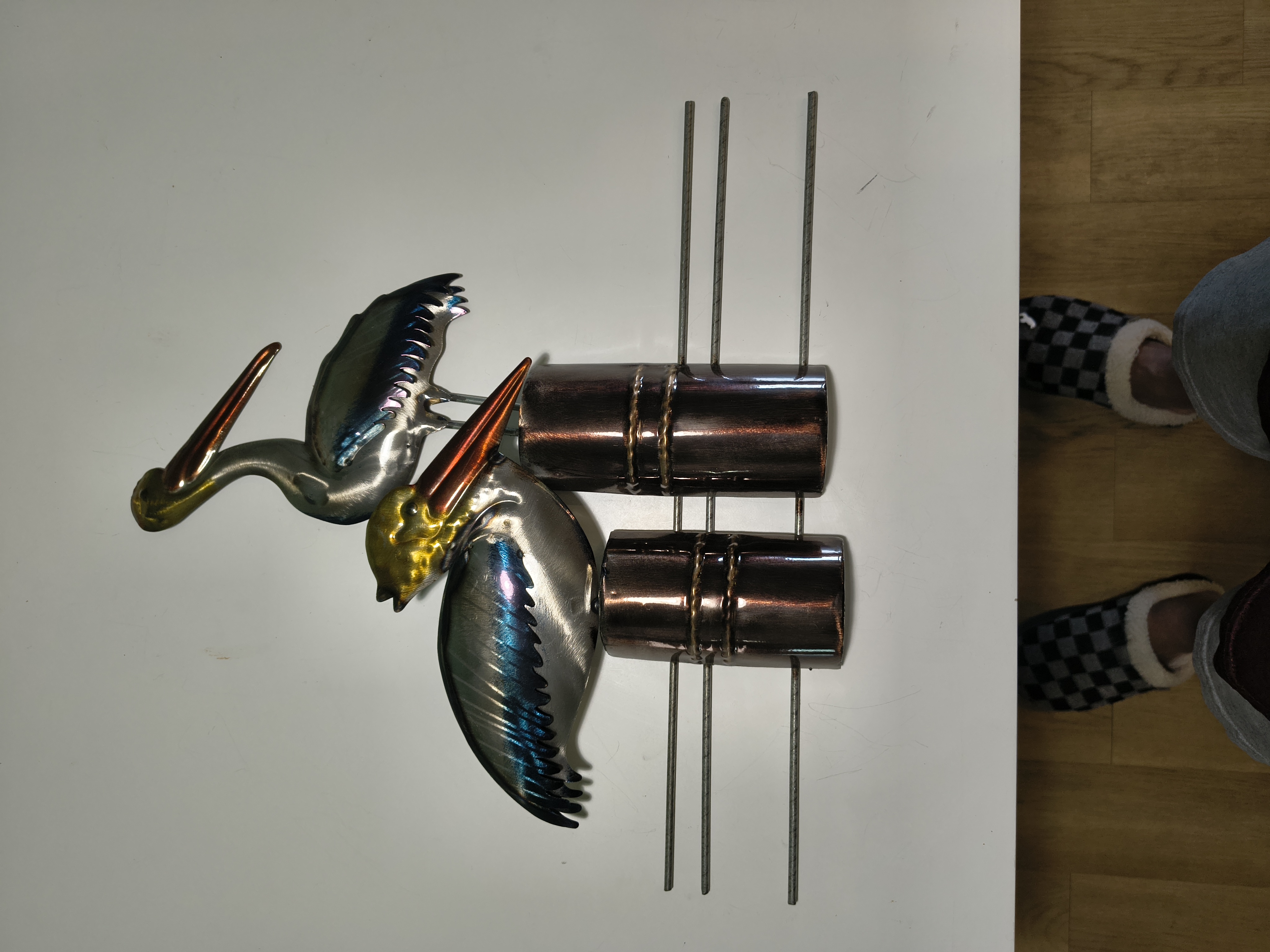 Metal Pelicans Sculptures