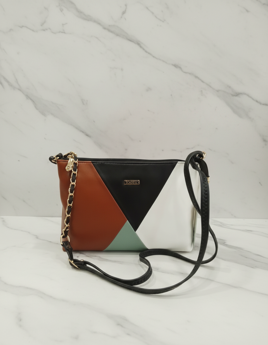 Geometric Color Block Sling Bag