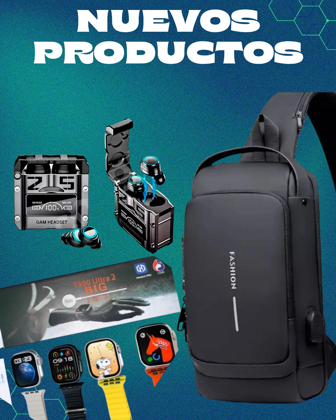 Reloj T900, bolso Antirrobo, Audífono M25