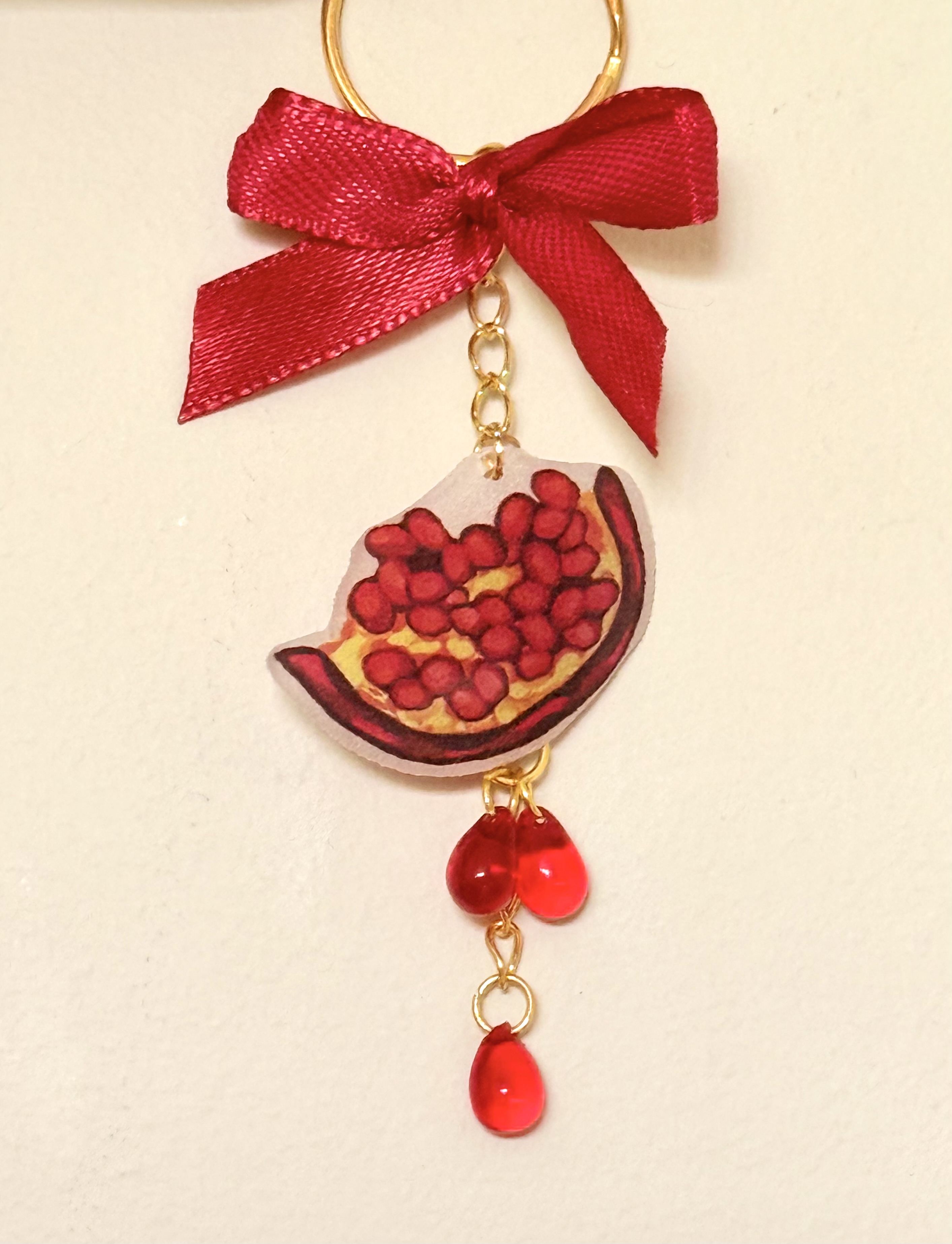 Pomegranate Slice Keychain