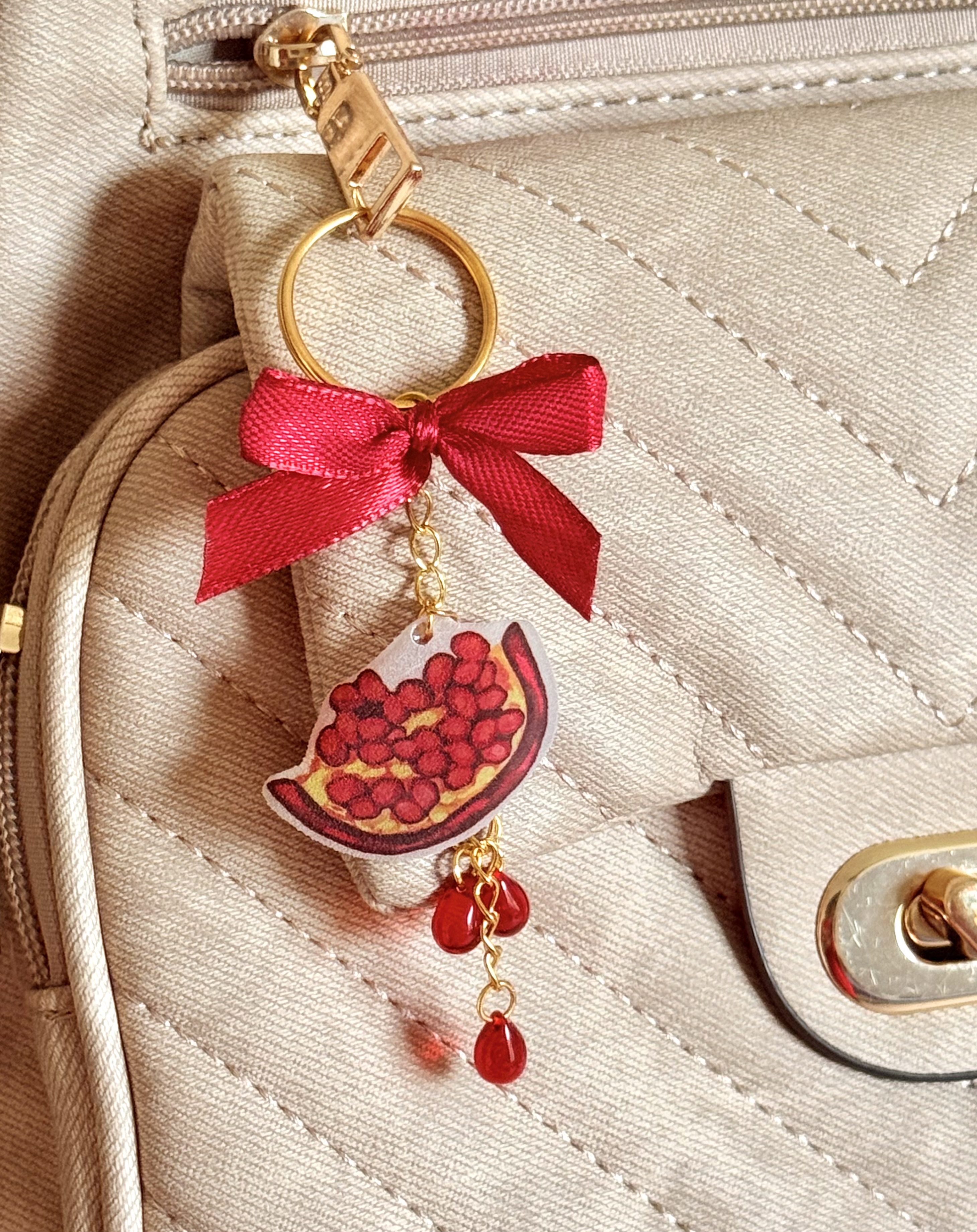 Pomegranate Slice Keychain