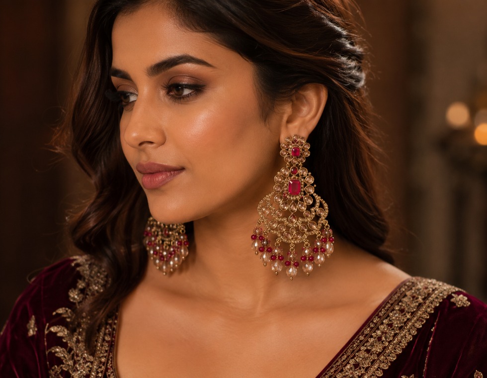 Traditional Kundan Jhumka Earrings