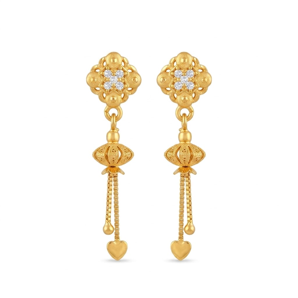Floral Gold Drop Earrings