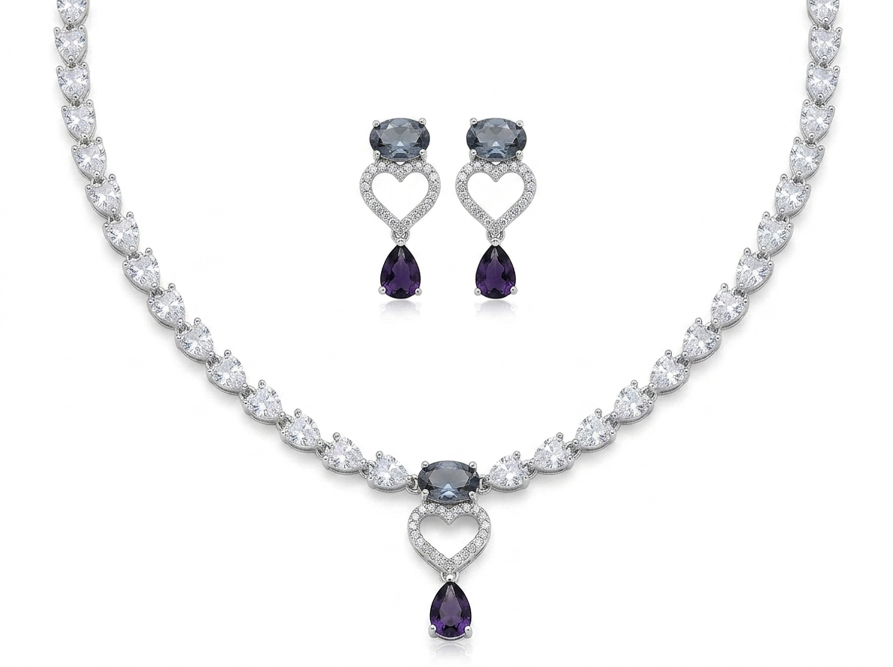 Elegant Heart Necklace and Earring Set