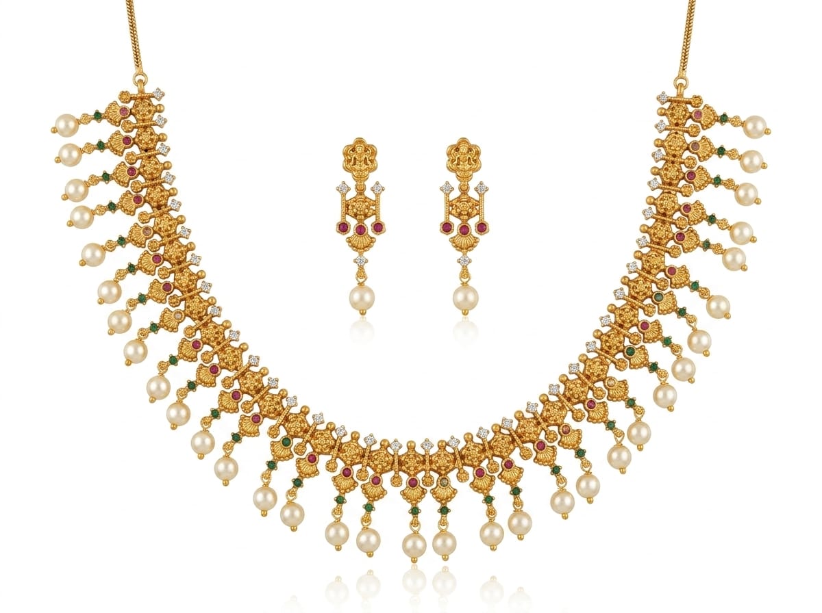 Traditional Gold Plated Antique Necklace Set