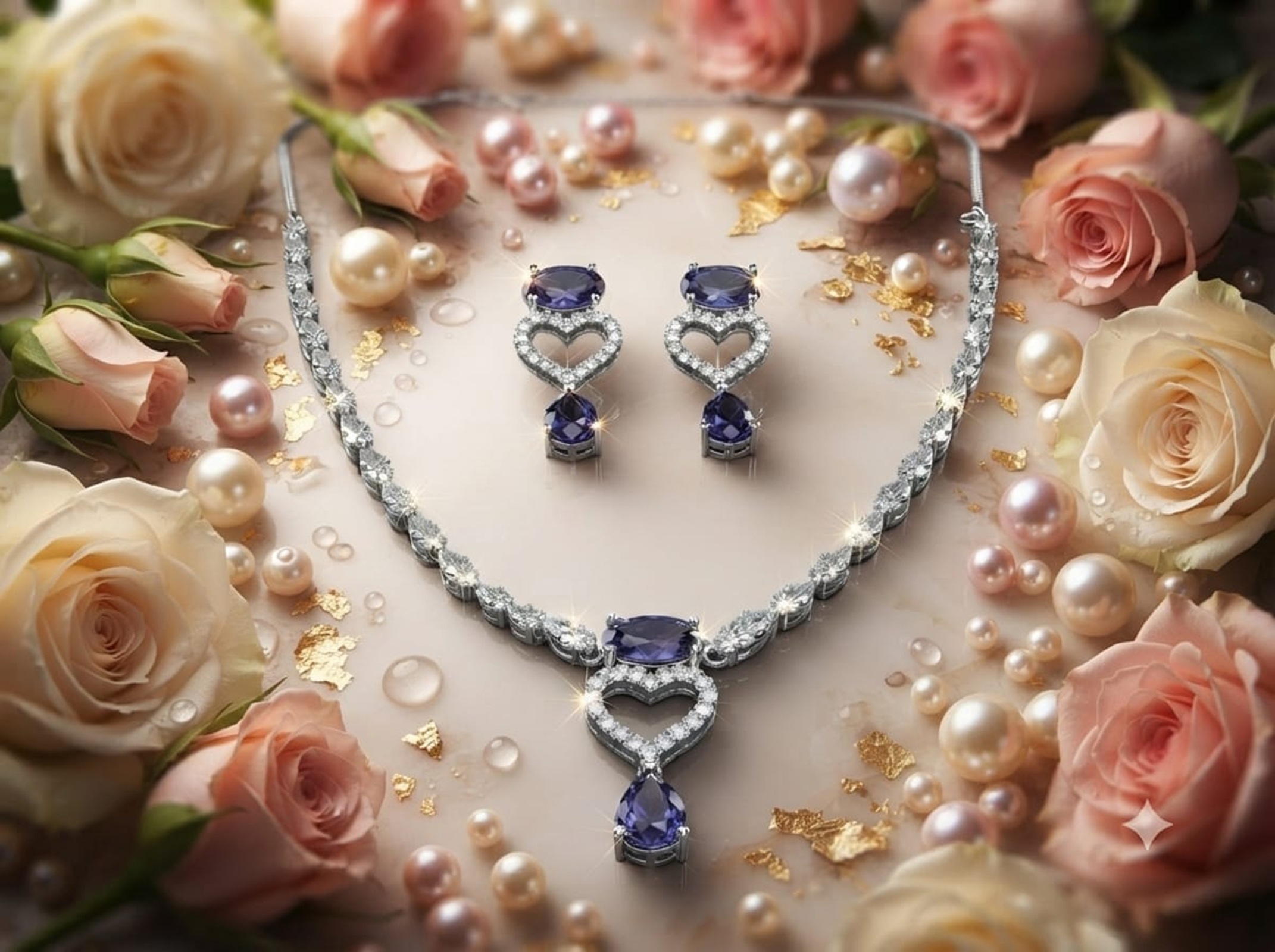 Elegant Heart Necklace and Earring Set
