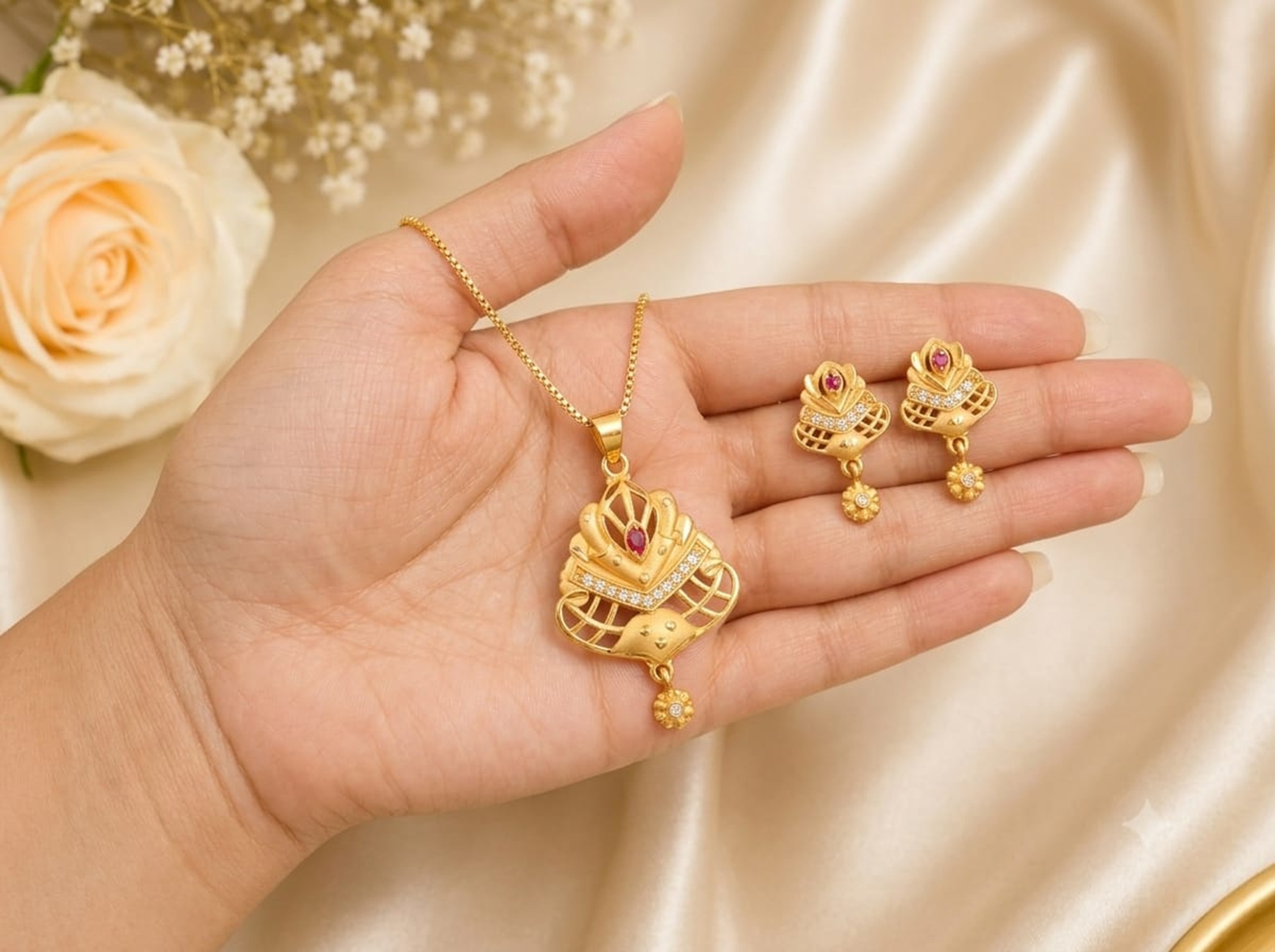 Elegant Gold-Plated Pendant Set