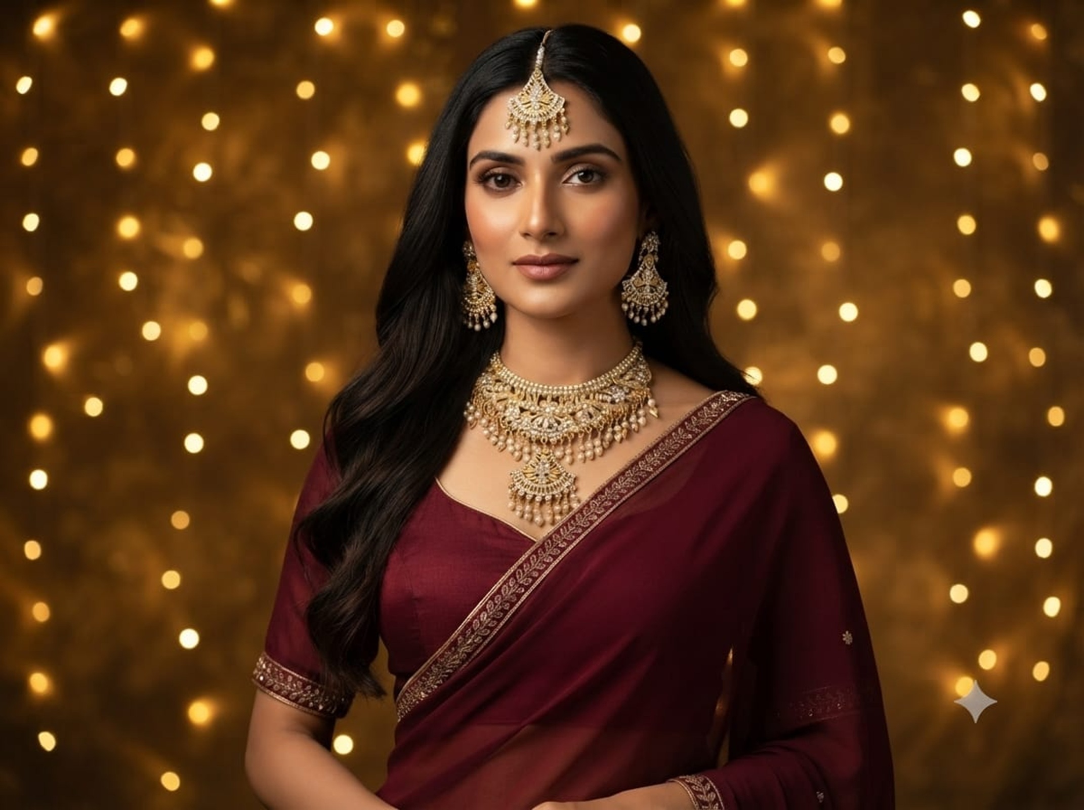 Bridal Gold Plated with Crystal Ethnic Charming Indian Traditional Jewelry Set
