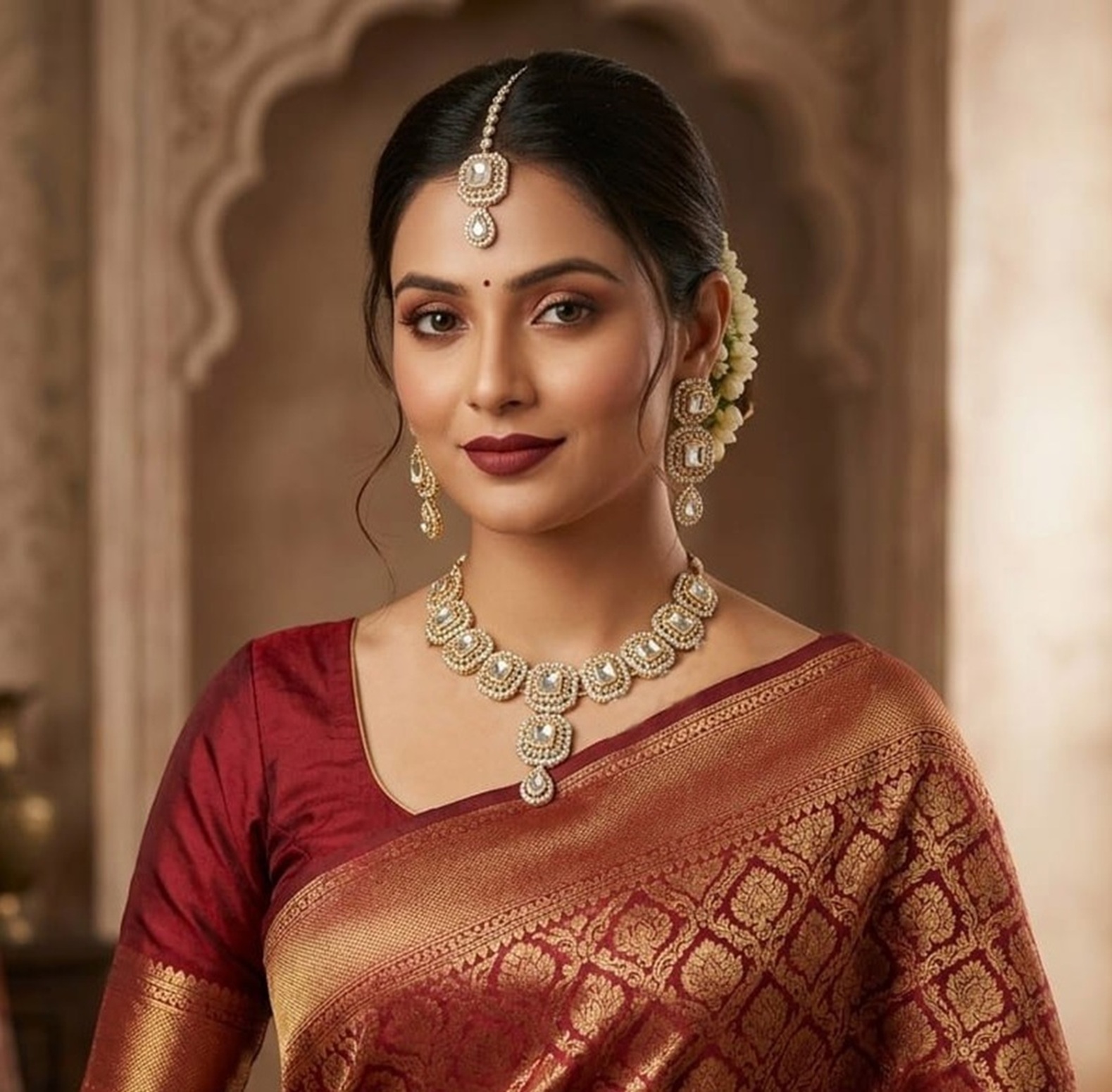 Ruby Stone Bridal Necklace Set