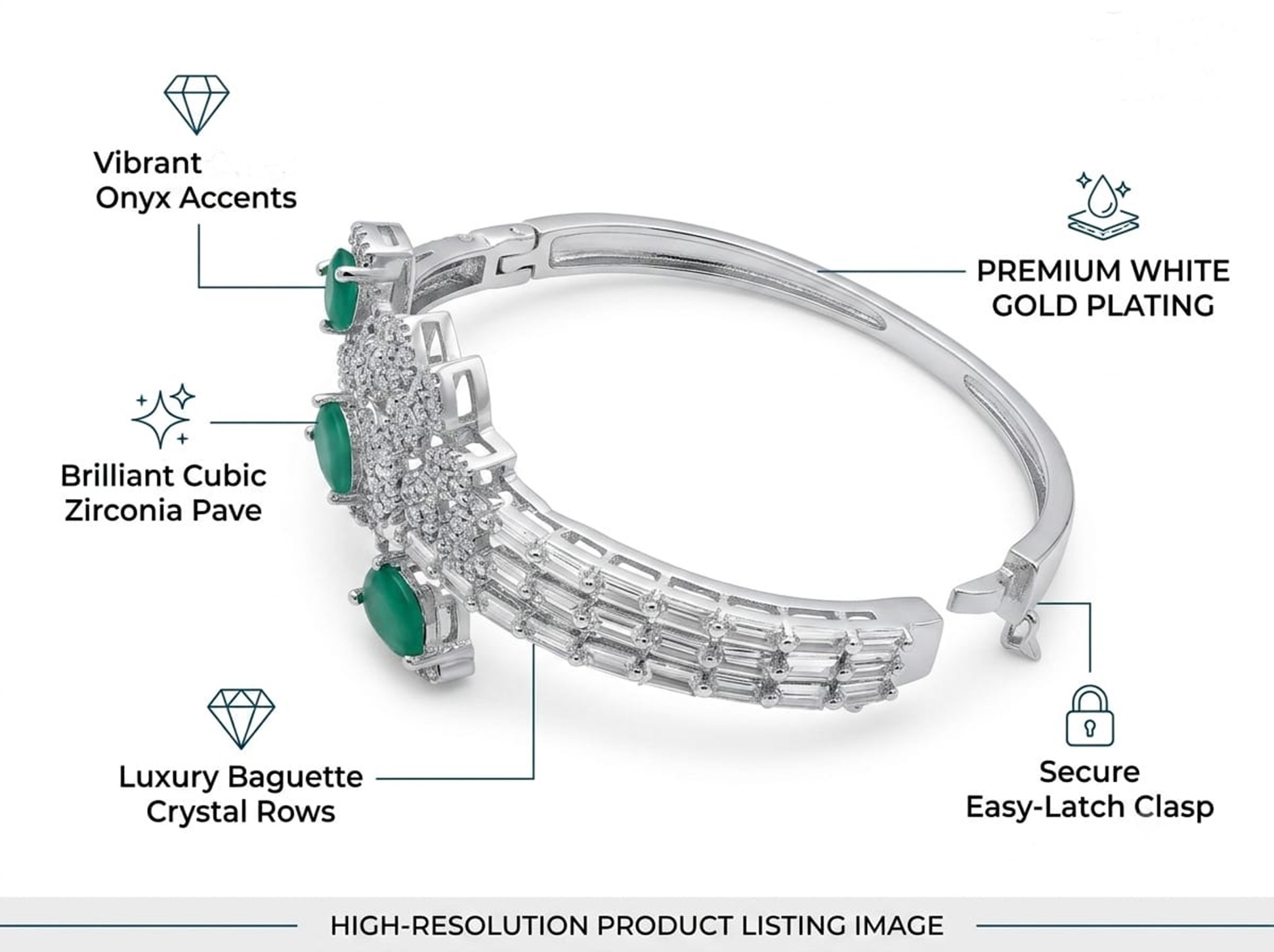 Emerald Crystal Floral Bracelet