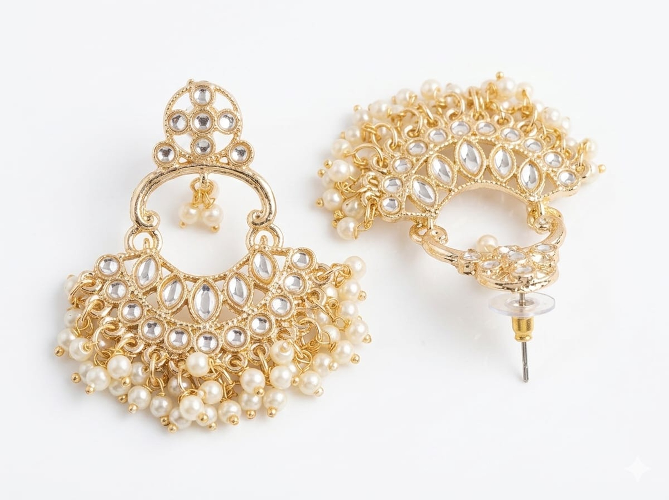 Pearl Embellished Chandbali Earrings