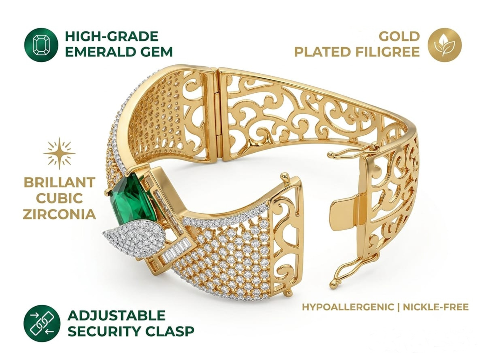 Emerald Gold Diamond Bracelet
