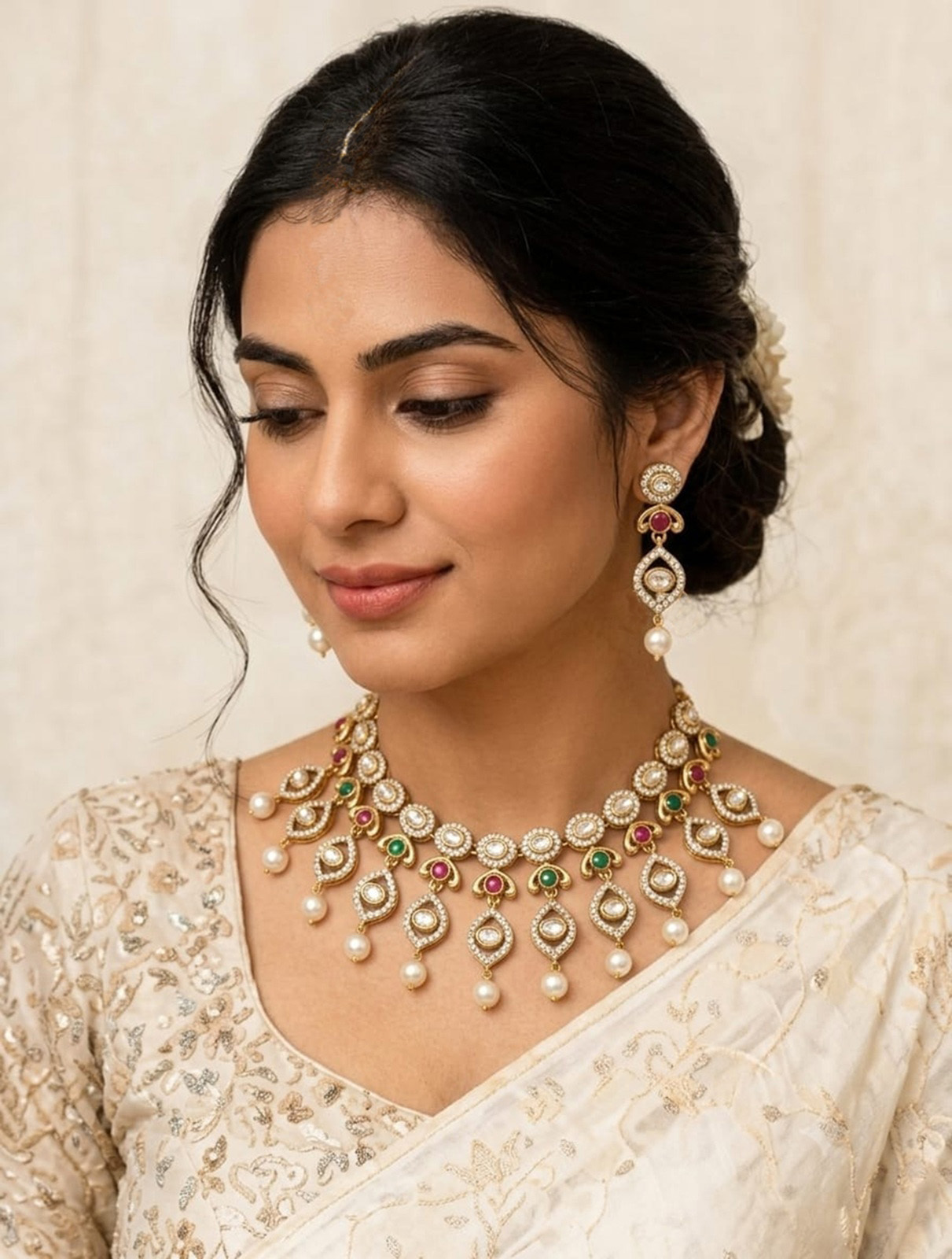 Kundan Pearl jewelery Set
