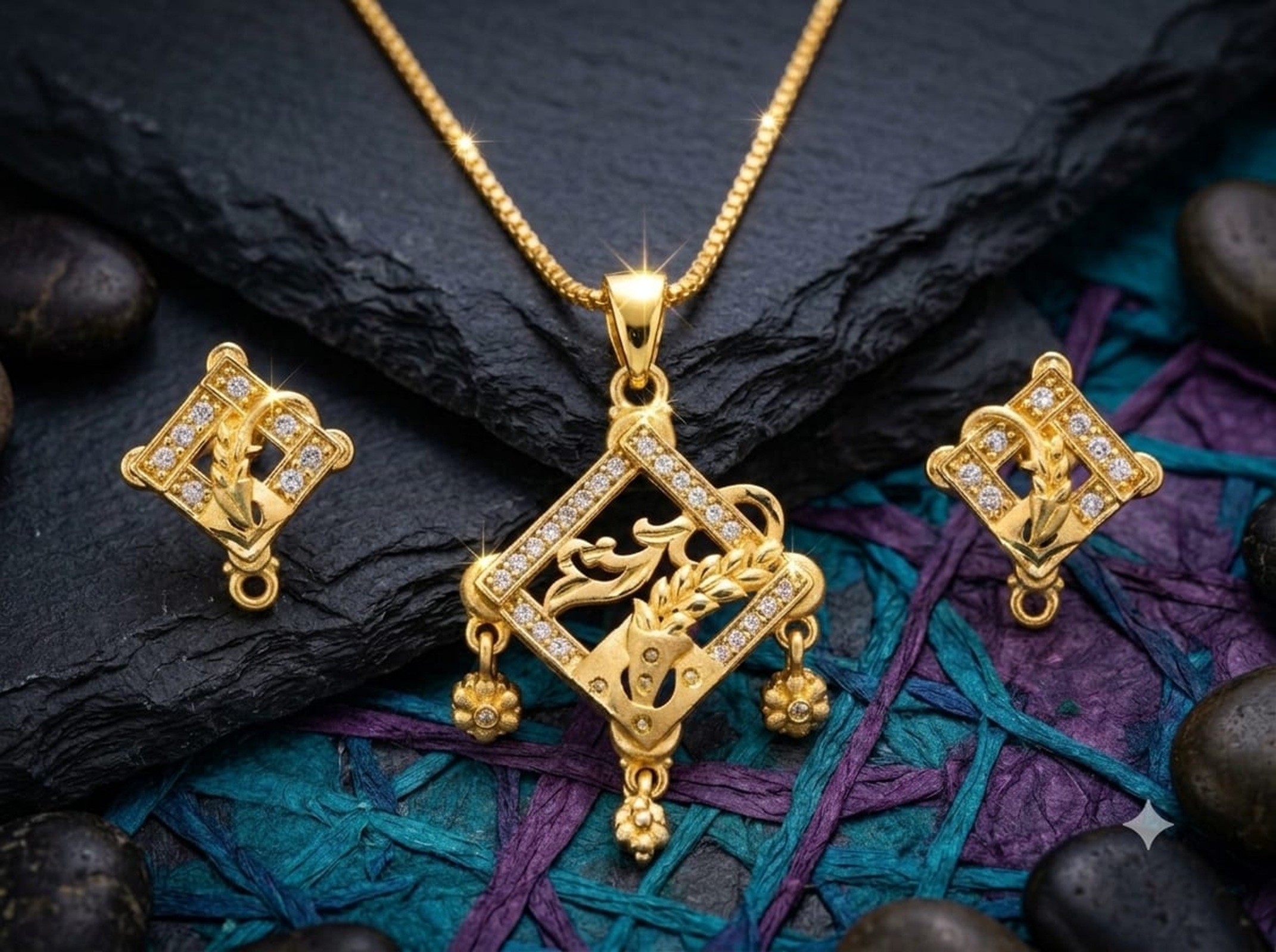 Elegant Gold-Plated Pendant Set