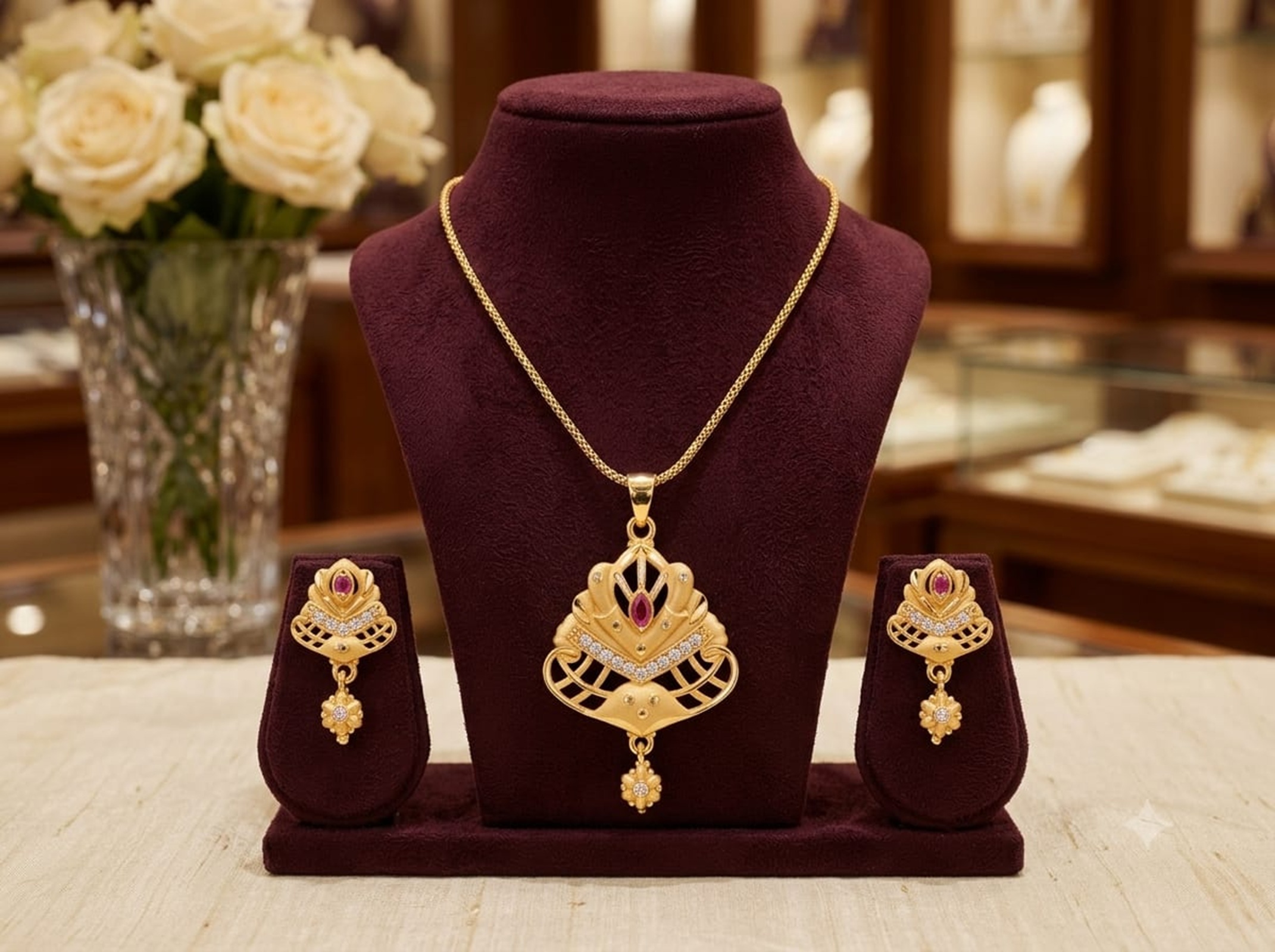 Elegant Gold-Plated Pendant Set