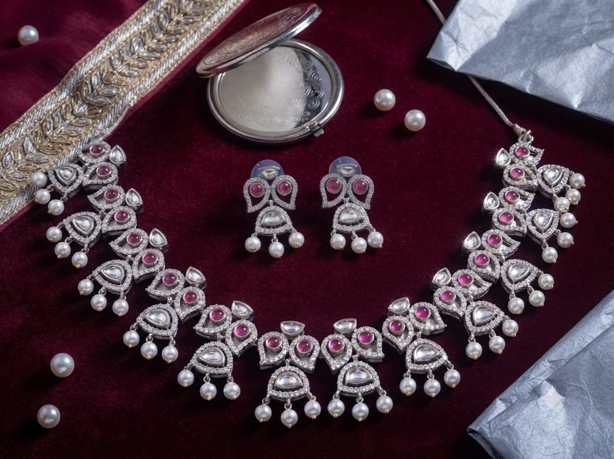 Antique Silver-Plated Necklace Set