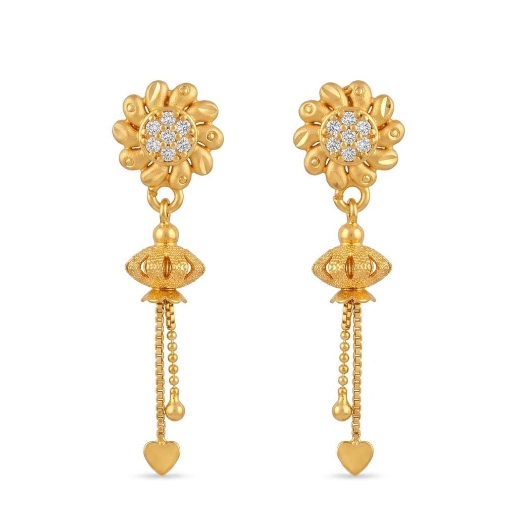 Gold Floral Drop Earrings