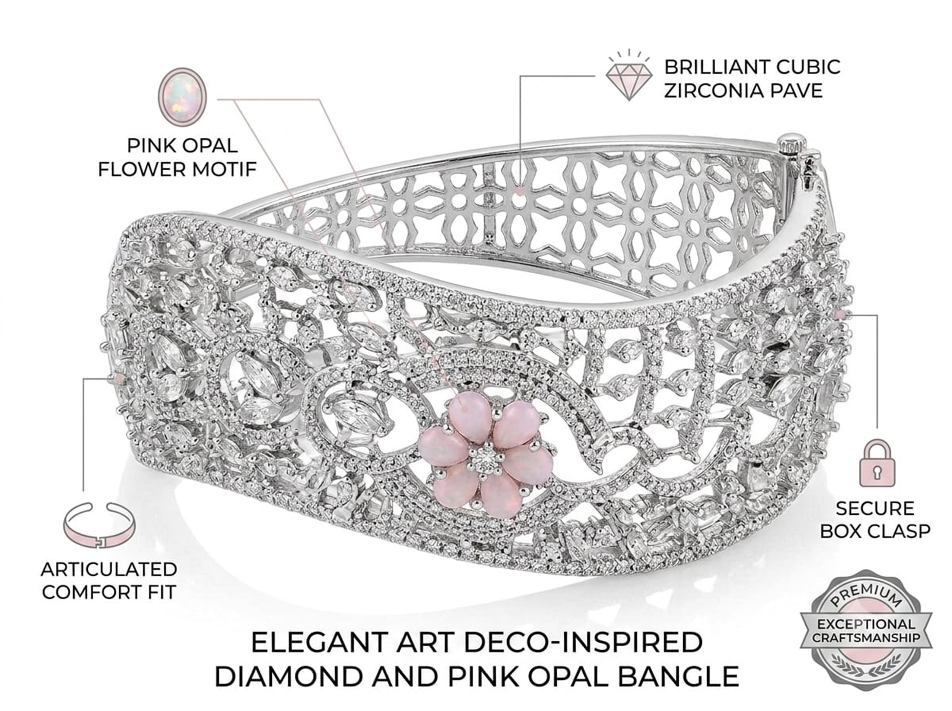 Diamond Floral Silver Bracelet