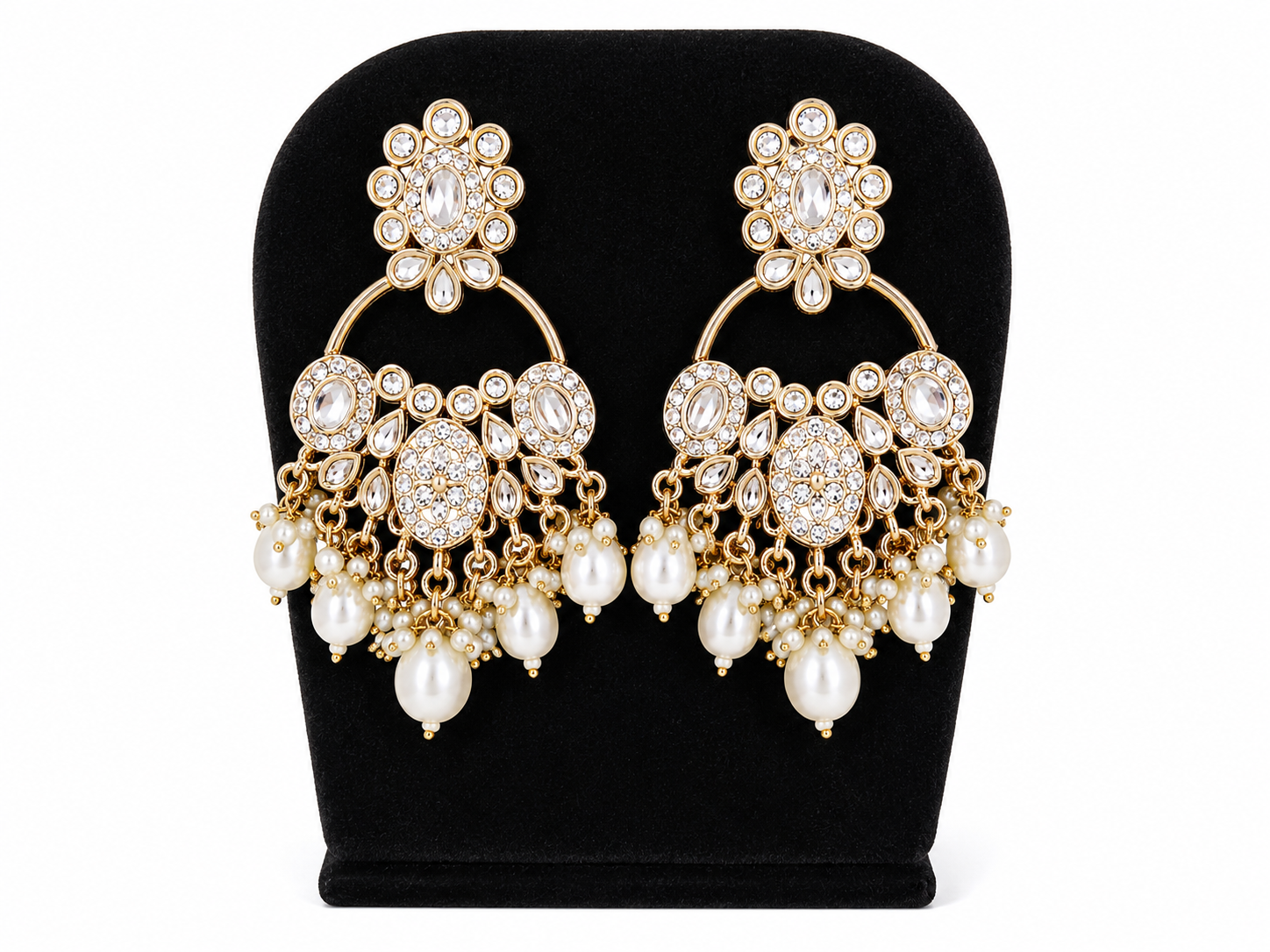 Traditional Pearl Chandbali Earrings Dangle Jhumka
