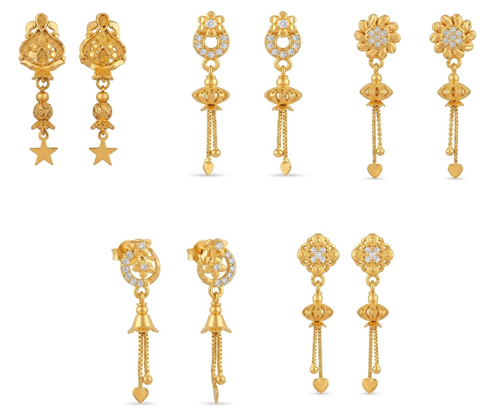 Elegant Gold-Plated Earrings Set (SET OF 5)