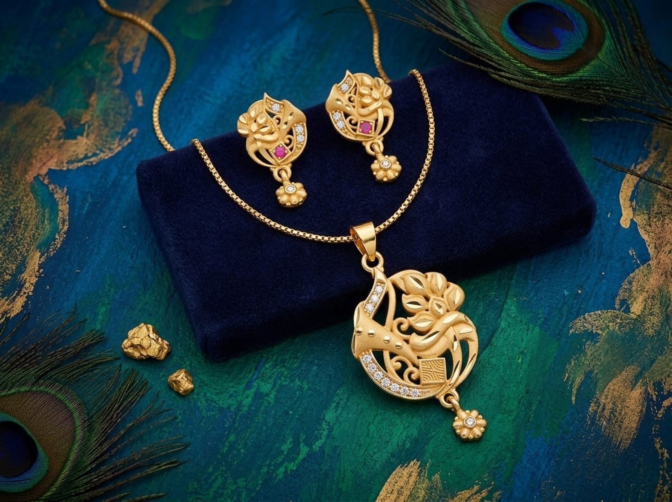 Elegant Gold-Plated Pendant Set