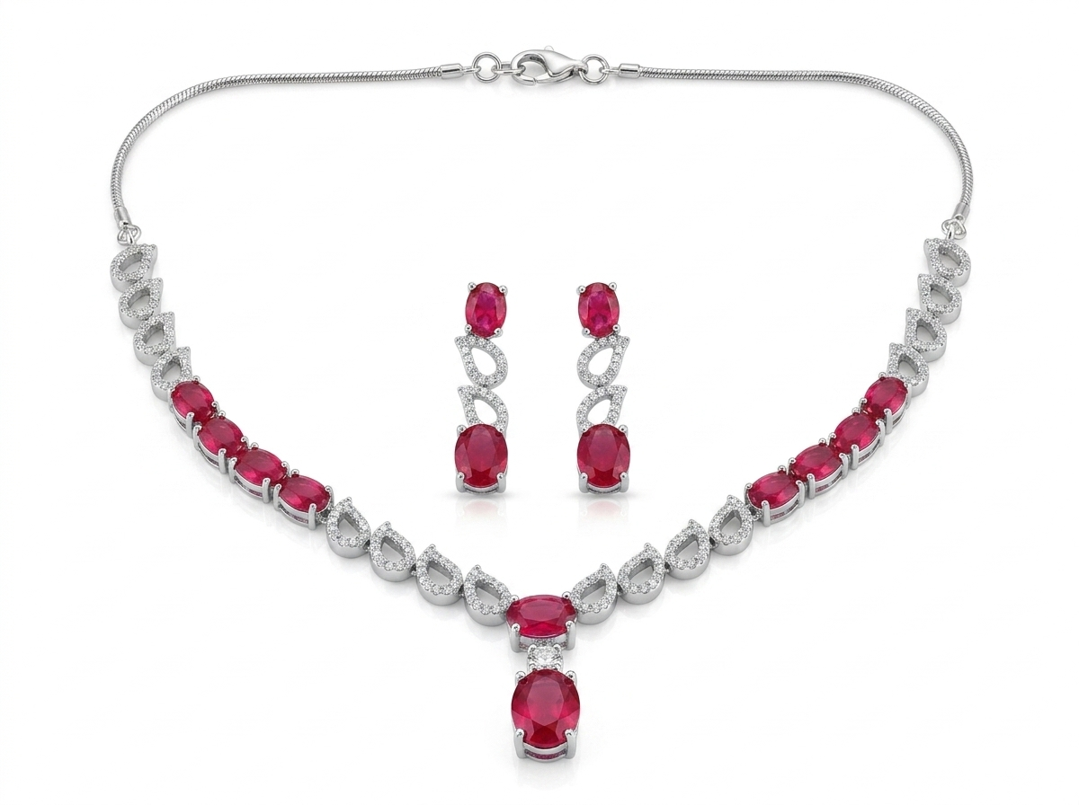 Ruby and Diamond Necklace Set