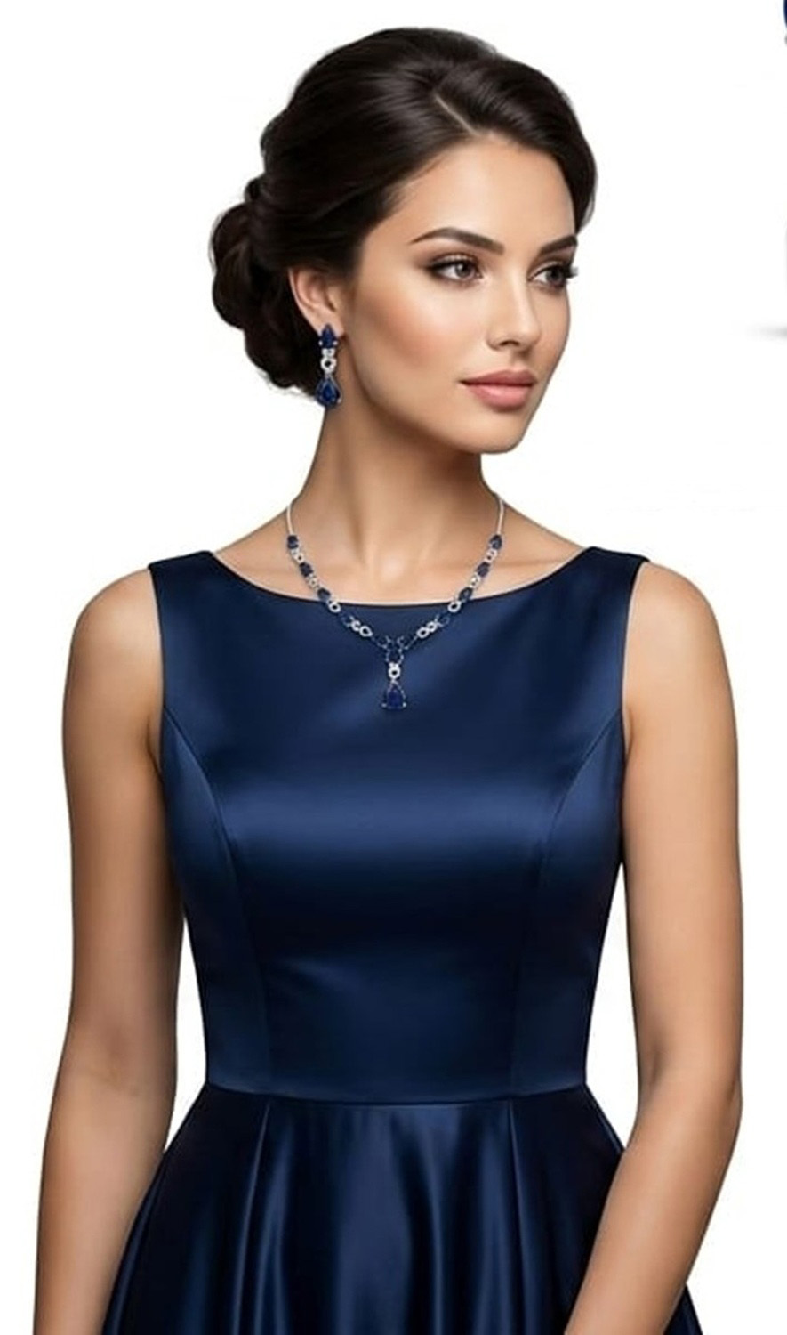 Blue Sapphire AD Necklace Set