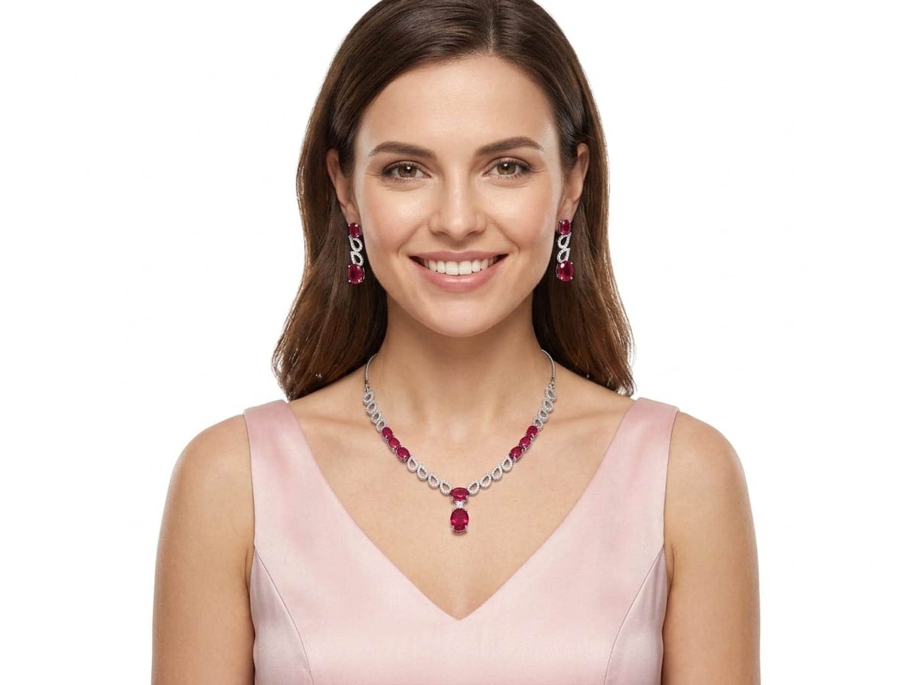 Ruby and Diamond Necklace Set