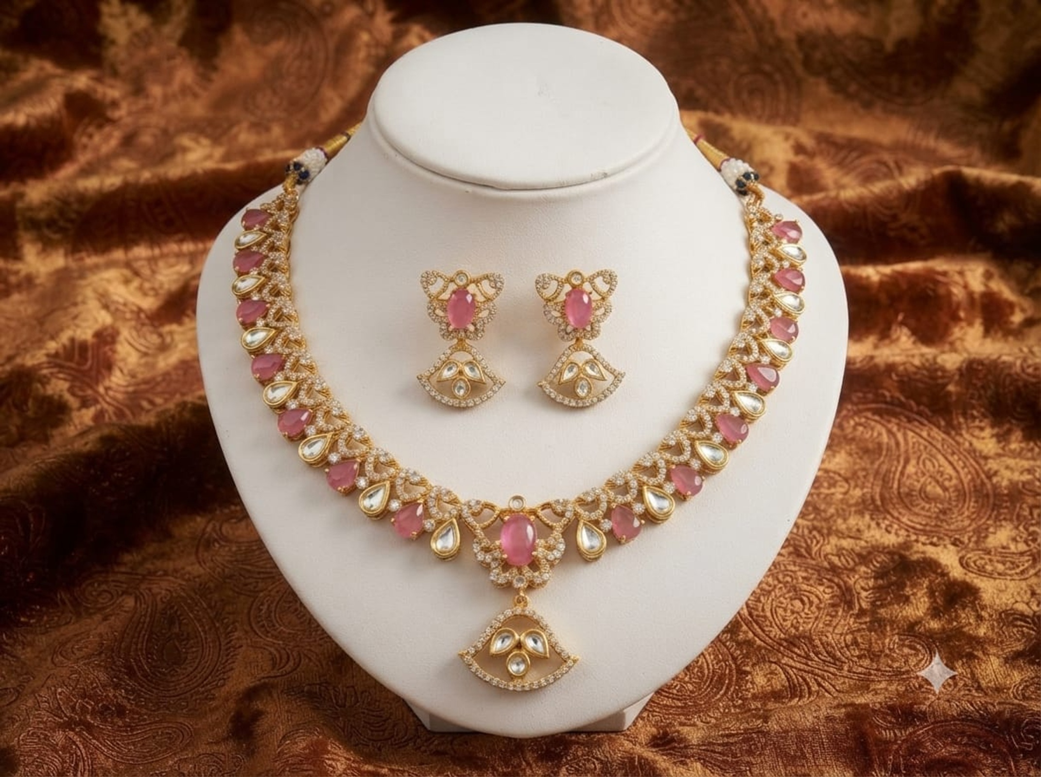 Traditional Gold-Plated Multi Color Handmade Kundan Necklace Set